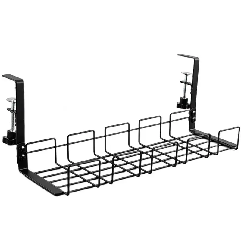 Under Desk Cable Management No Drill Sturdy Wire Desk Cable Organizer Tray Organizer With Clamp Easy Installation No Damage To