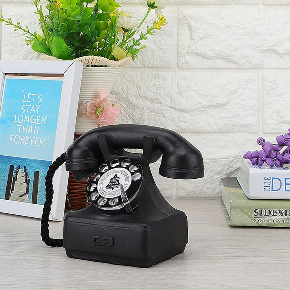 Vintage Telephone Model Retro Telephone Model Resin Craft Coffee Bar Decor Photo Prop