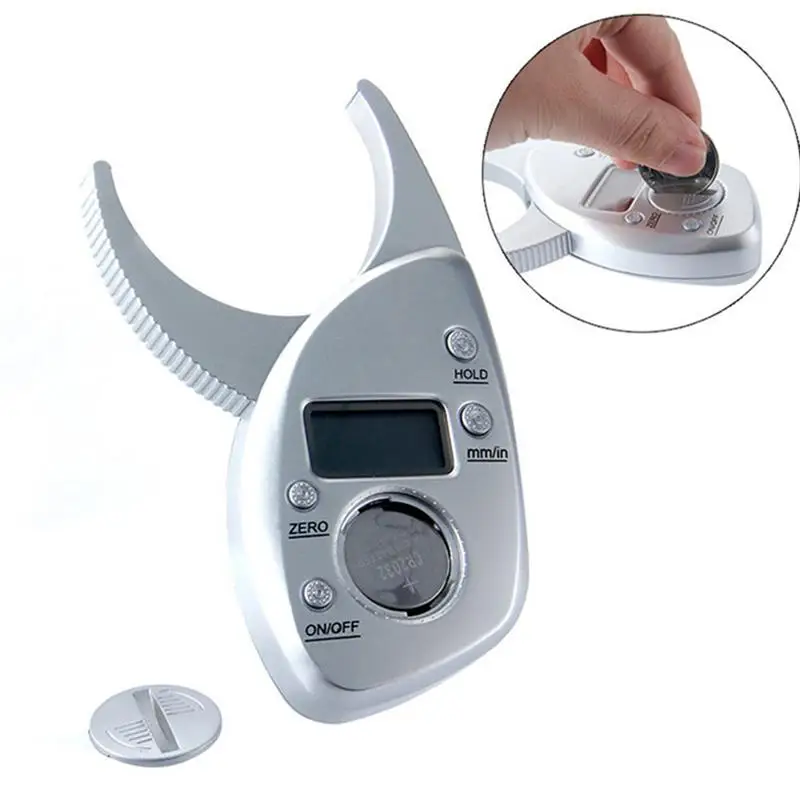 Fitness Body Fat Caliper Clip Fat Measuring Tool With Clear LCD Display Skin Fold Analyzer Professional Adipometer Fat Caliper