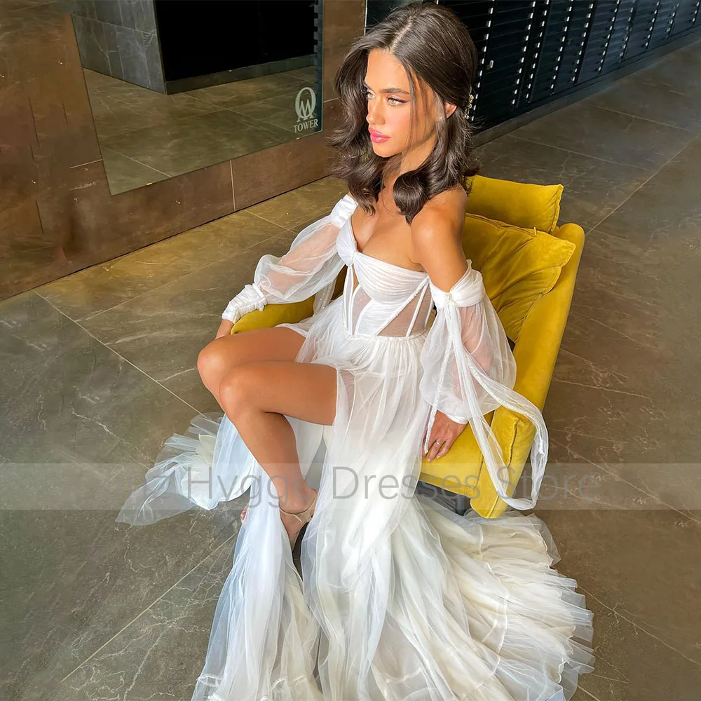 Summer Wedding Dress Ivory A Line Sweetheart Puffy Sleeves Wedding Gowns for Women 2023 Bride Cut Out Sexy Bridal Dresses Long