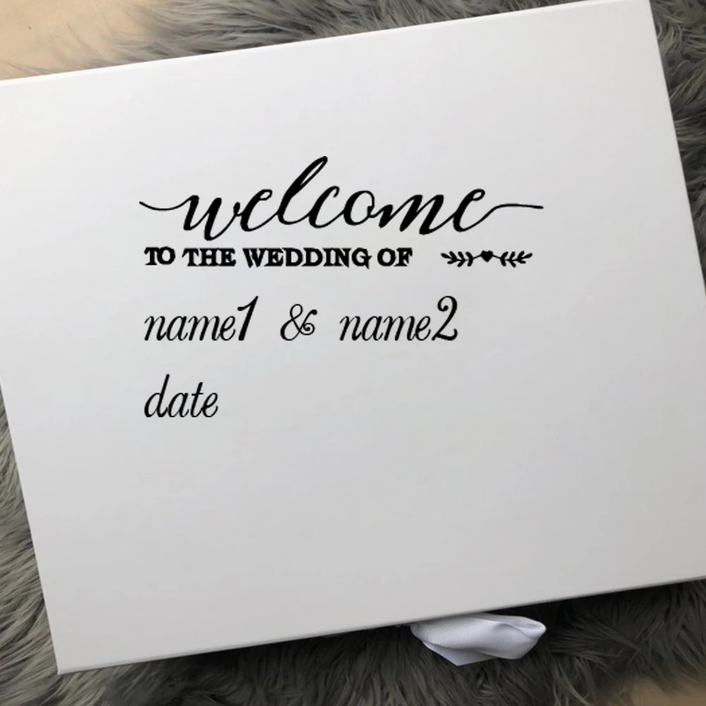 

1 pc nice Wedding Welcome wallsticker Wood Board Vinyl Decals Mirror Stickers Custom Names And Date Decal Wedding Decor