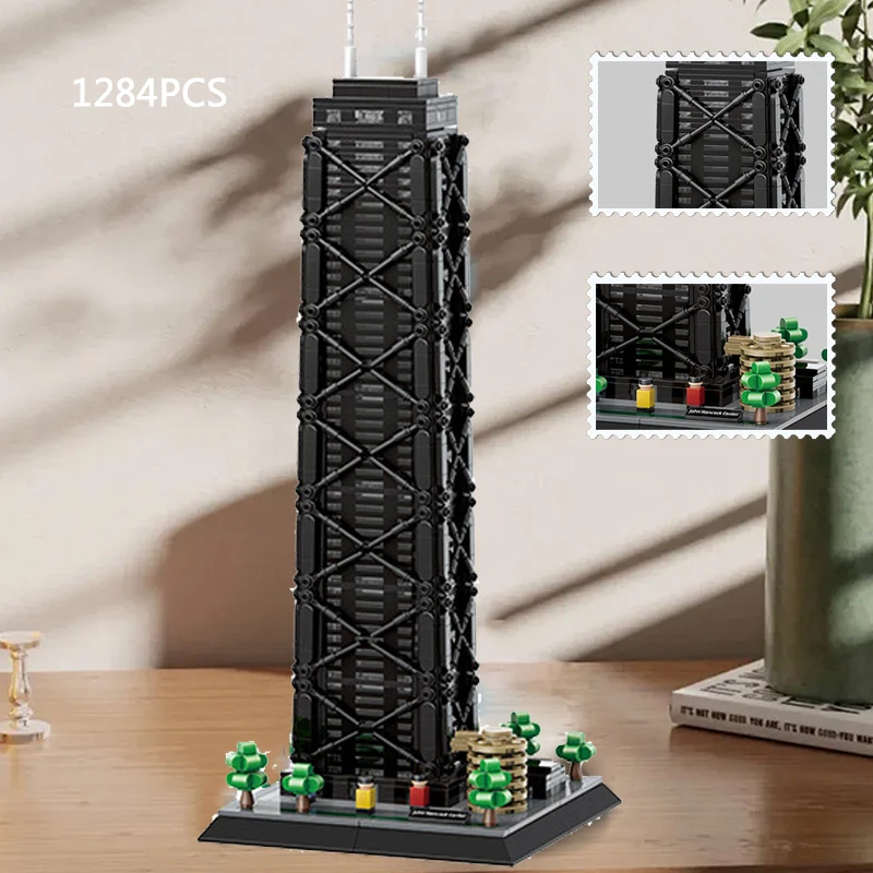 الولايات المتحدة الأمريكية العمارة التجارية بنة شيكاغو جون هانكوك مركز كونستروكتون نموذج Playset الطوب لعب للهدايا