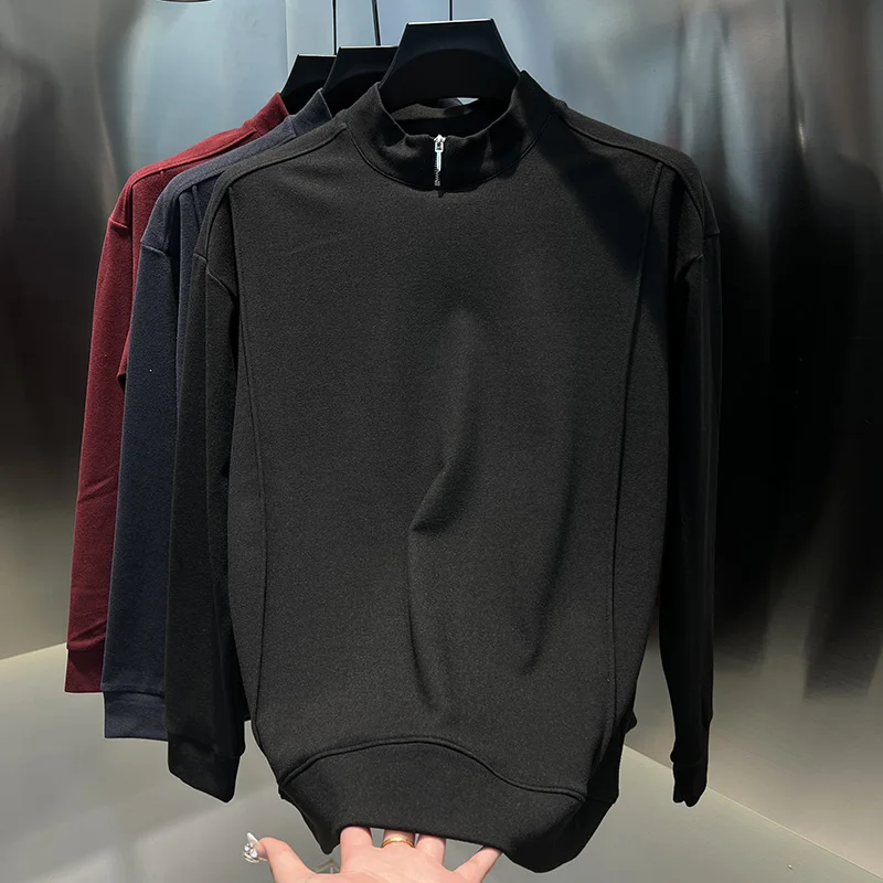 

Высококачественная мужская футболка с длинным рукавом, однотонная, универсальная, повседневная, простая, стильная, модная, осенне-зимняя новинка