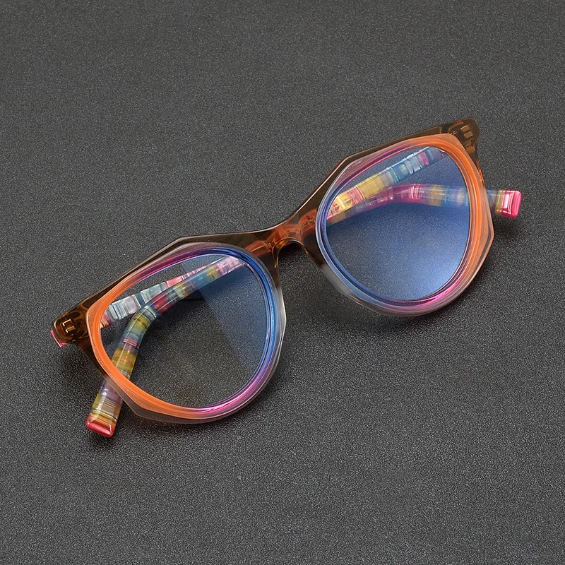 Original Design Geometric Splicing Sheet Glasses Frame T086 European and American Retro Art Style Elliptical+Box Trendy Style