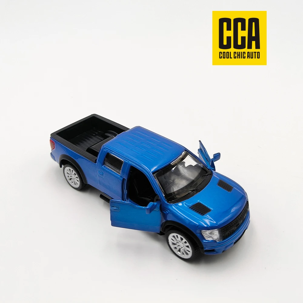 CCA a 1:52 blue Ford F-150 Raptor car model back car ornaments can open the door model car toys Christmas gift