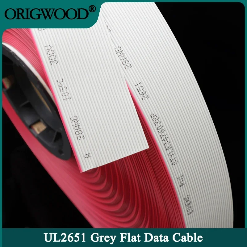 

2/5/10m UL2651 Gray Flat Data Cable 28AWG 10 14 16 20 26 30 34 40 50 60 pins 300V 1.27mm Wire for 2.54mm IDC Connector