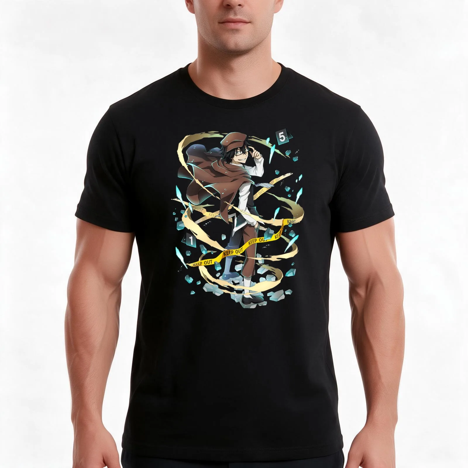 Edogawa Rampo BSD T-Shirt, Summer Casual Cotton Tee, Oversized Streetwear Tops, Vintage Graphic Print, Loose Fit Short Sleeve