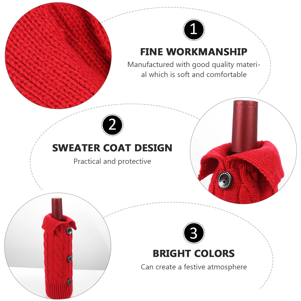 

Tote Bottle Set Christmas Sleeve Red Knitting Anti-scratch Cover