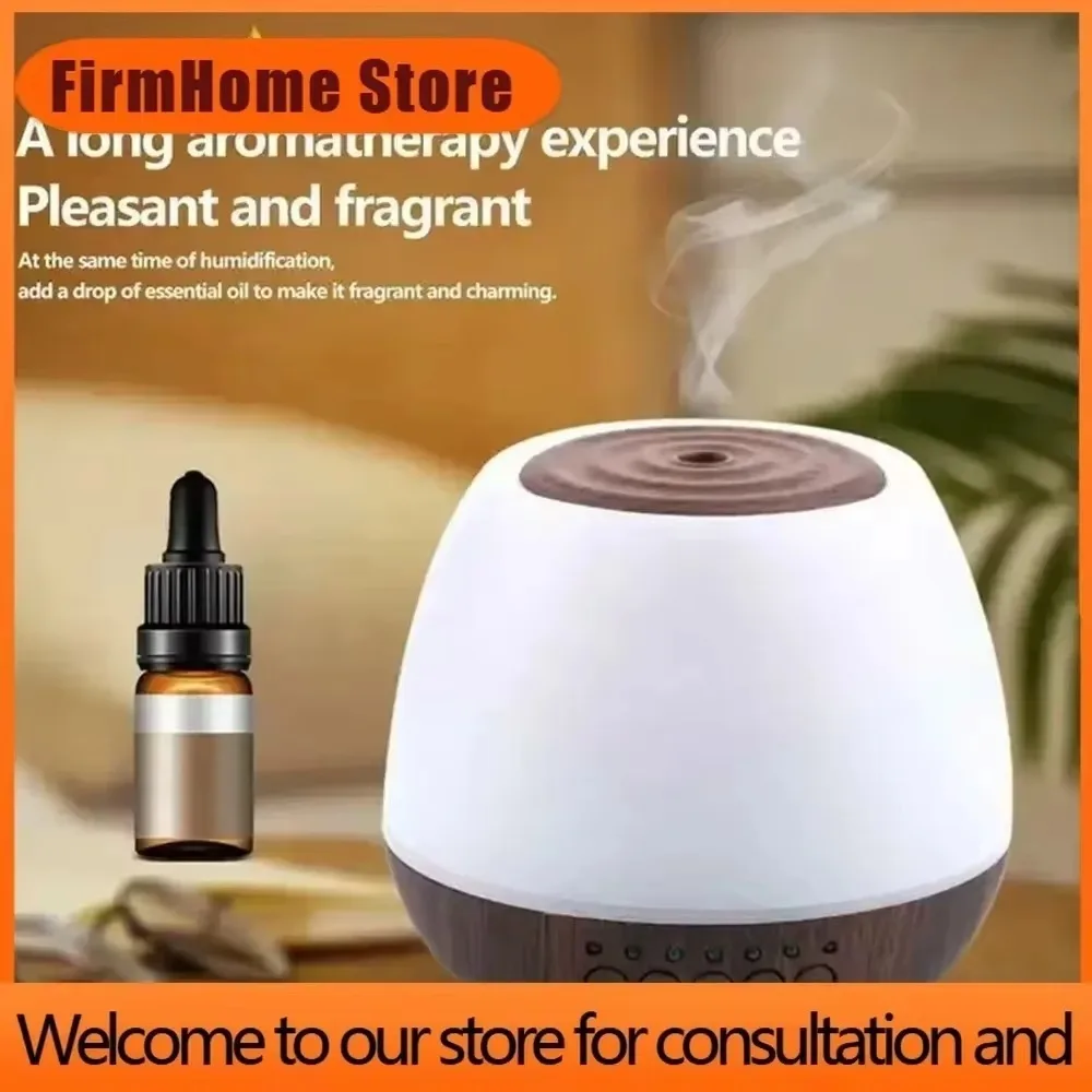 FirmHome StoreAromatherapy Diffuser USB Bluetooth Speaker Essential Oil Air Humidifier Wood Grain 7 Color Changing Lights Timer