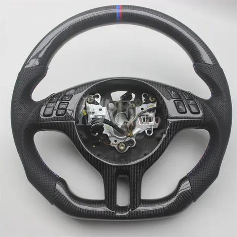 Replacement Real Carbon Fiber Steering Wheel with Leather for BMW E46 3 Series 1997-2006