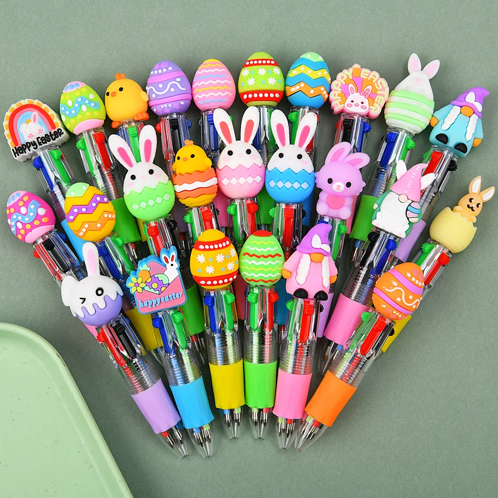 Creative Easter Gifts Silicone Rabbit Egg Ballpoint Pen Cartoon Love Pen Color Press Multi-Color Back To School