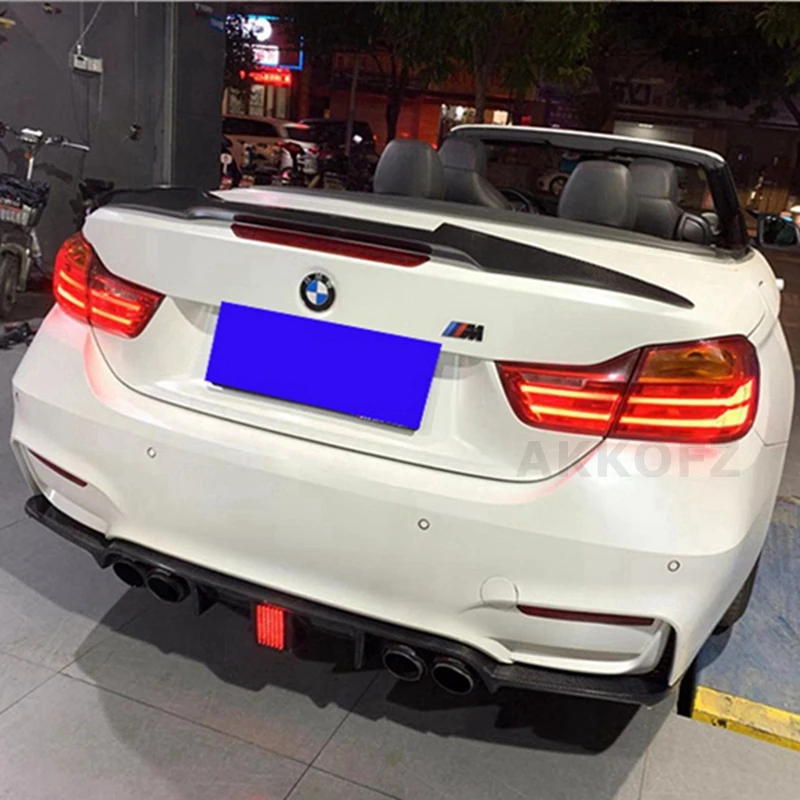 

Для BMW 4 серии F33 2014-2020 задний бампер из углеродного волокна спойлер багажника MP M4 PSM стиль комплект хвоста крыла глянцевый черный