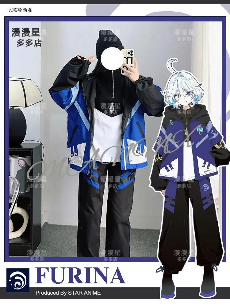 Anime Game Genshin Impact Furina Cosplay Cosutme Spring Autumn Coat Fashion Loose Hoodeis Long Pants