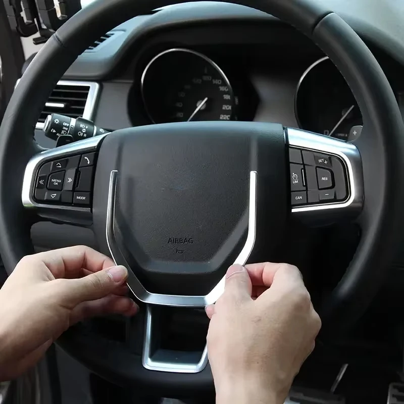 

For Land Rover Discovery Sport 2015-2019 ABS Silver Car Steering Wheel Strips Cover Decoration Interior Car Accessories