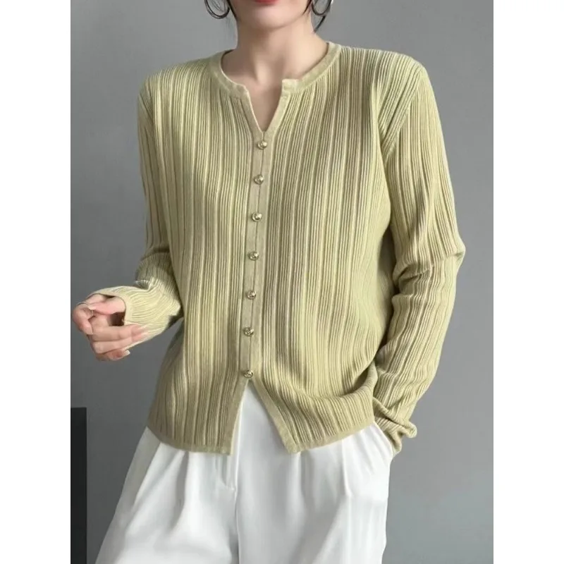 سترة ربيع الخريف الجديدة الراقية المرأة أعلى فضفاضة تغطي البطن التخسيس قاع قميص سترة #6