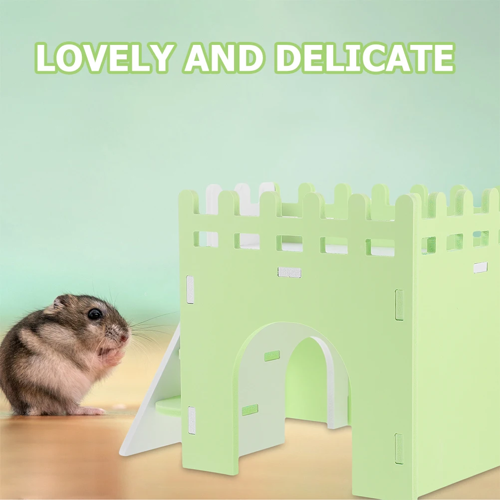 

2 set Mini Hamster Den Tiny Homes Guinea Pig Hideout Adorable Rat House Green PVC Durable Strong Safe Privacy Living Space Sleep