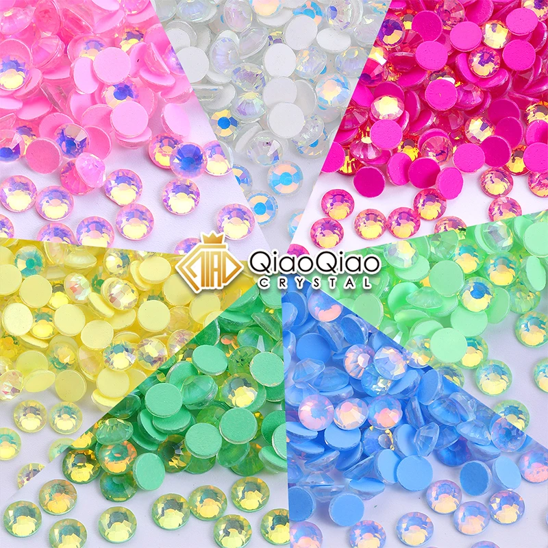 QIAO SS6-SS30 Fluorescence Non Hotfix Rhinestones Crystals Flatback For Nails DIY Beads Rhinestone Nails Decorations Accessories