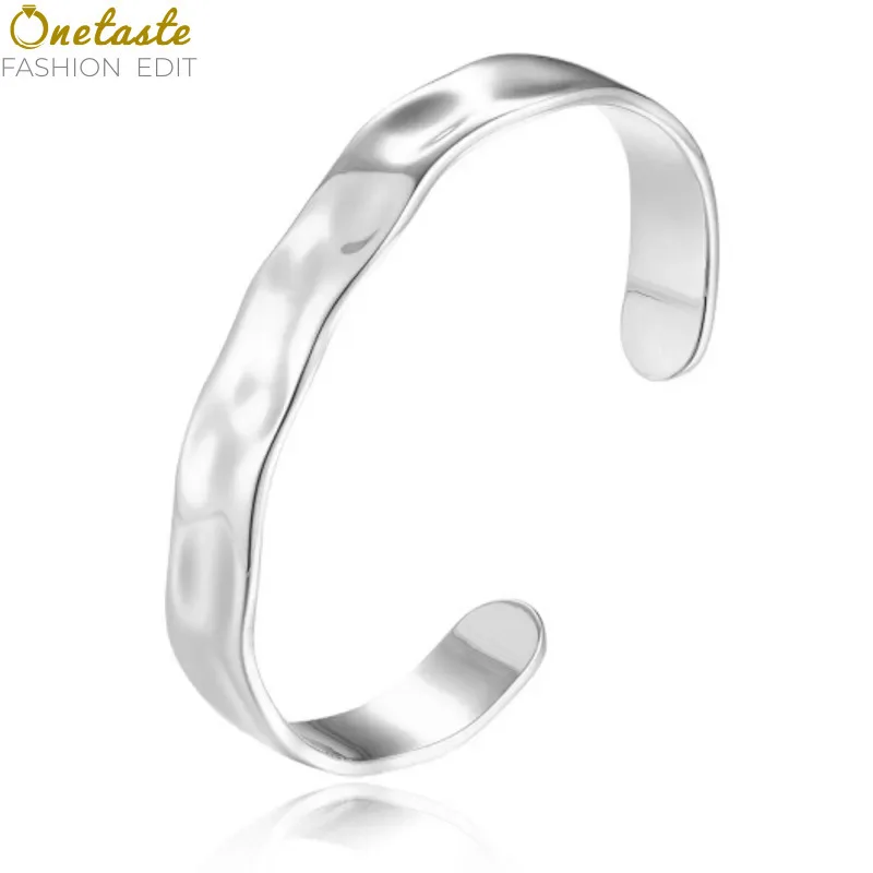 

Браслет-манжета для женщин, волнистый, открытый, цвета блестящего серебра, с основой из латуни, без никеля, с зеркальной полировкой, минималистичный, модный, для многослойного ношения