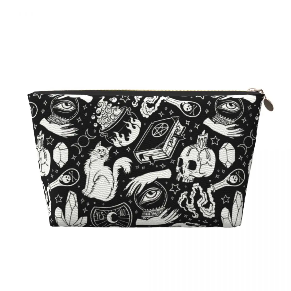 Custom Witchy Pattern Cosmetic Bag Witch Occult Supernatural Vibes Pagan Crystals Makeup Case Beauty Storage Toiletry Bags