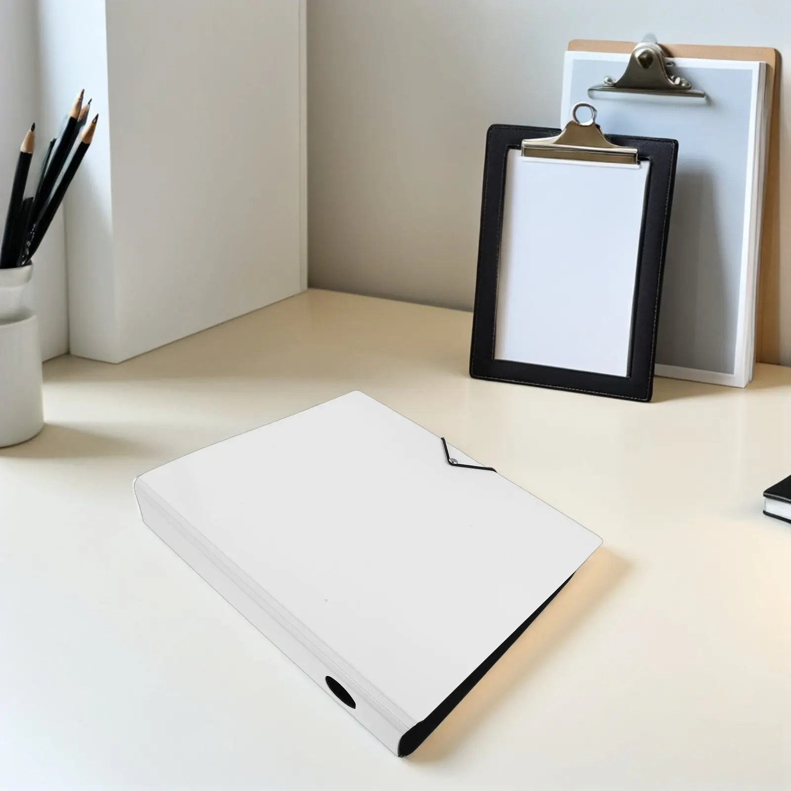 loose-leaf-notebook-cover-white-4-ring-plastic-refillable-binder-shell-for-a4-document-protection-receipt-organizer-photo