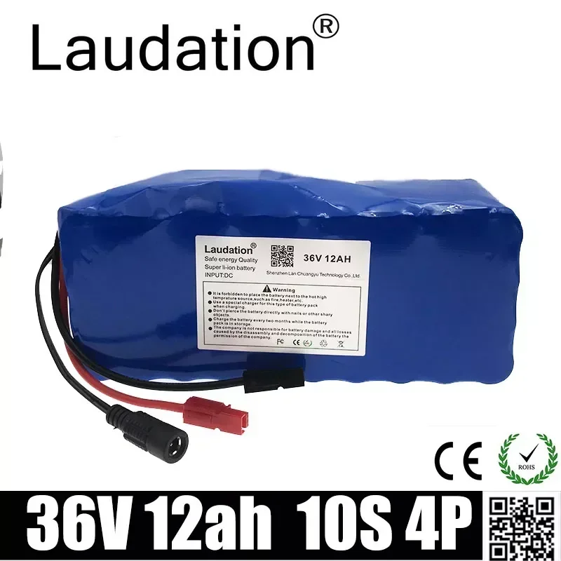 

Laudation 36v 12AH Electric Bicycle Lithium Battery 18650 Pack 10S4P Built-in 15A BMS for Electric Bicycle Less Than 500W Motor