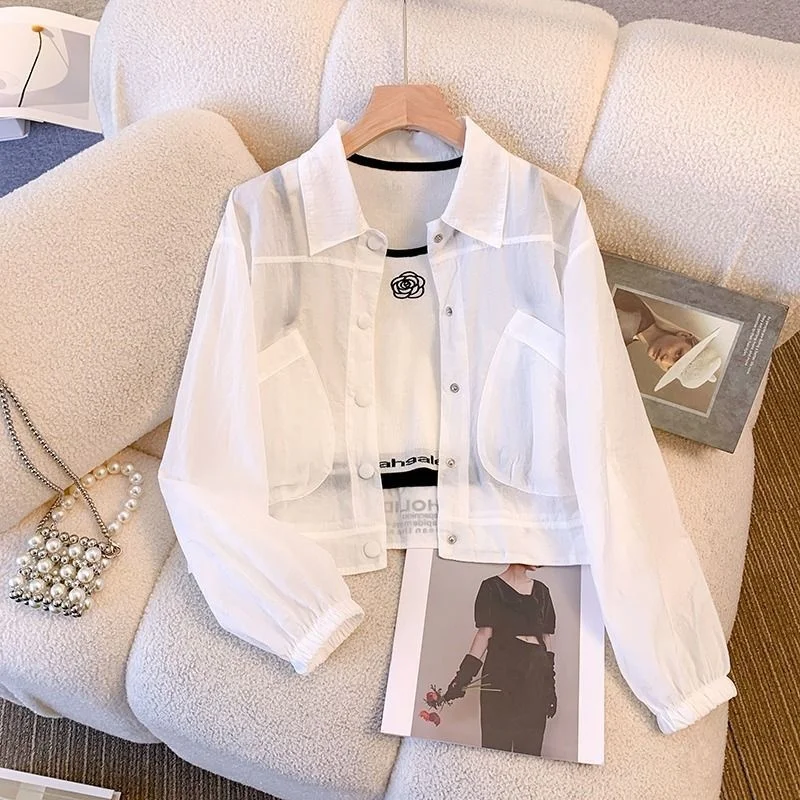 Korean Casual Sun Protection Clothing Women UV Protection Loose White fitting Trench Coat Summer Autumn Outwear Female Cardigan