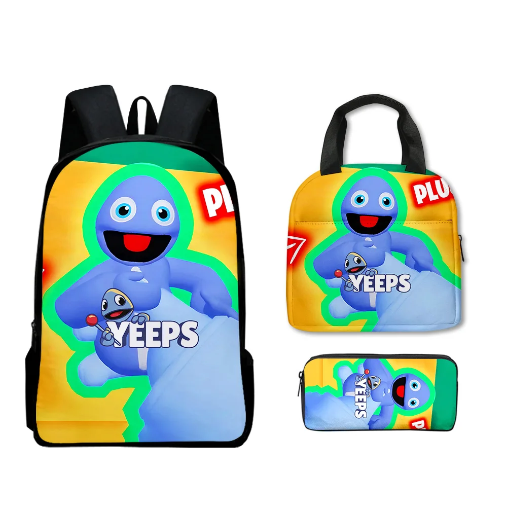 Harajuku Popular Funny Yeeps Hide and Seek 3D Print 3pcs/Set Student School Bags Laptop Daypack Backpack Lunch bag Pencil Case