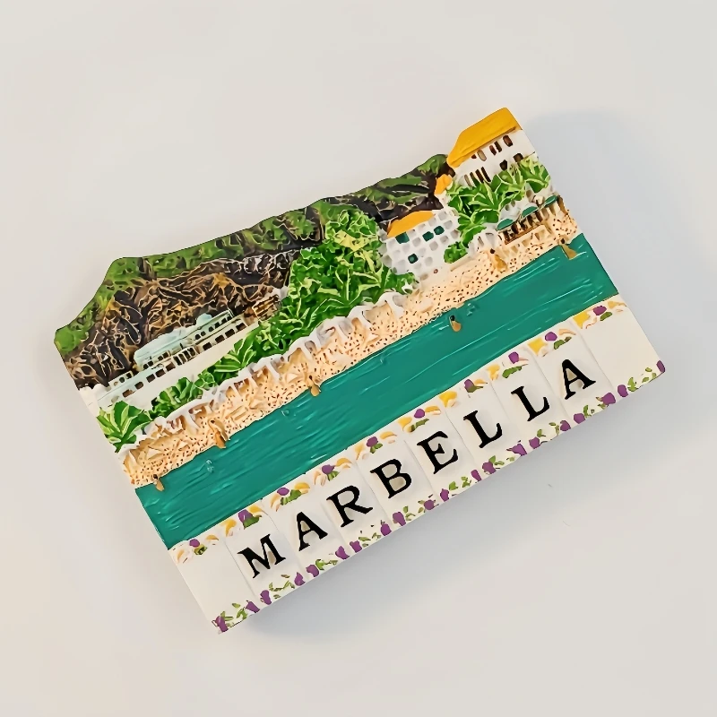 Spain，Marbella，landscape，3D Stereoscopic，Tourism Souvenirs，Resin painting，Decoration home，Refrigerator magnets