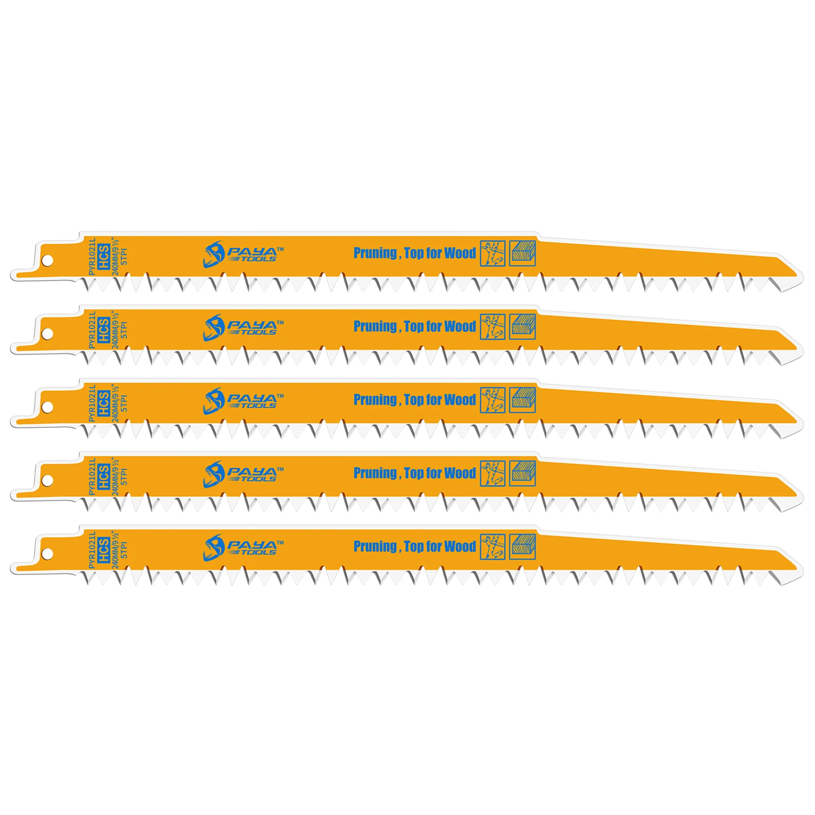 PAYA 240MM 5TPI Wood Pruning Reciprocating Saw Blades Sabre Saw Blades for Tree Trimming Wood Cutting Top for Wood