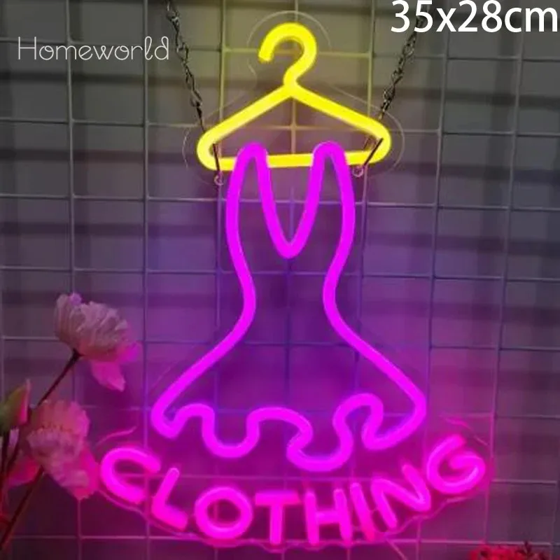 Dresses Neon Sign Clothing Store LED Neon Light Sign for Bedroom cloakroom, Fitting Room Dance Room Business Decors