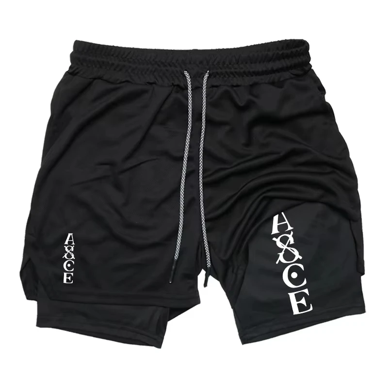 Comfortable Elastic 2-in-1 Workout Running Shorts for Men Athletic Quick Dry with Phone Pocket Gym Activewear Moisture Absorbing
