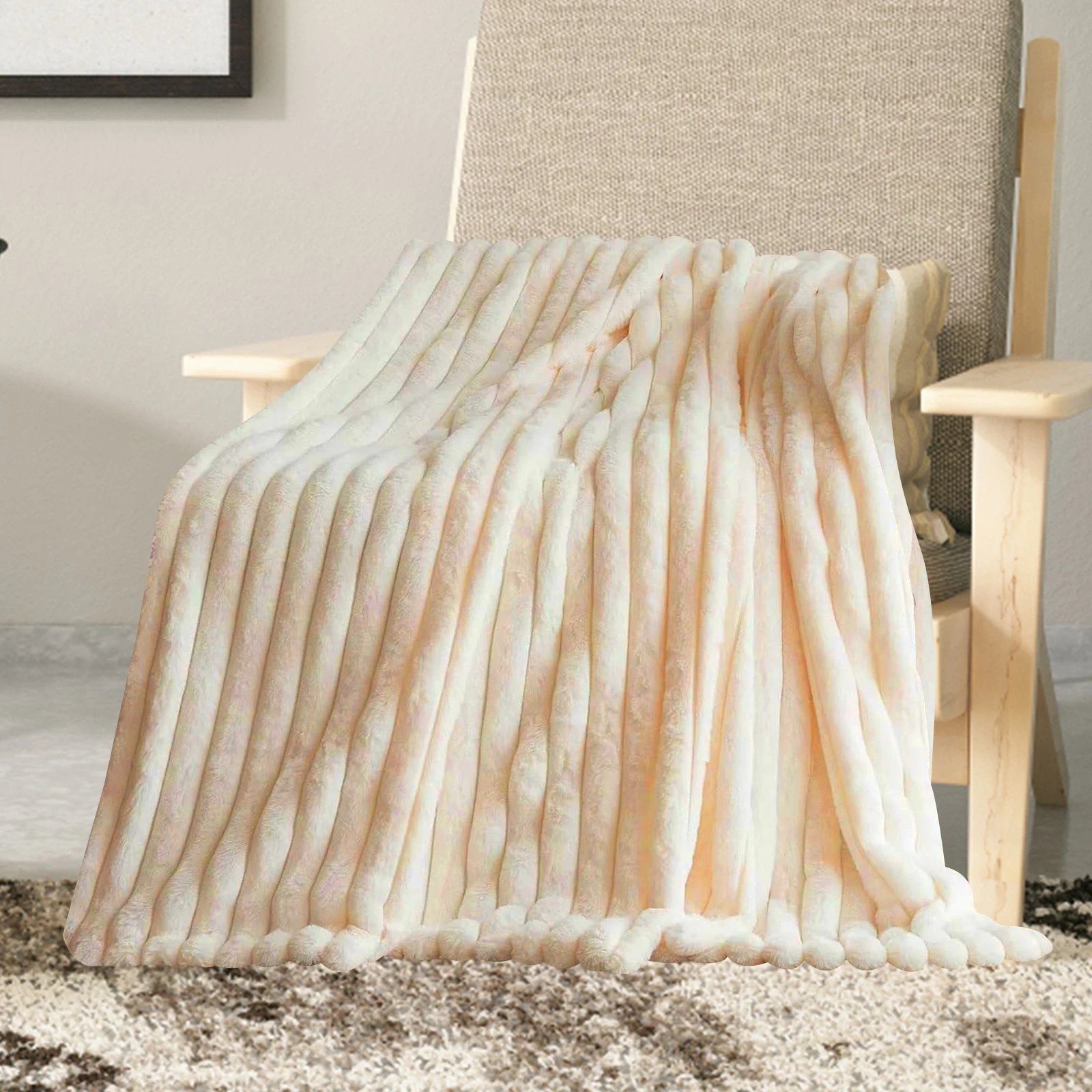 Thicken Winter Throw Blanket Faux Fur Plush Bed Fleece Fluffy Soft Knee Sofa Blanket Double Layer Stitch Bed Blankets