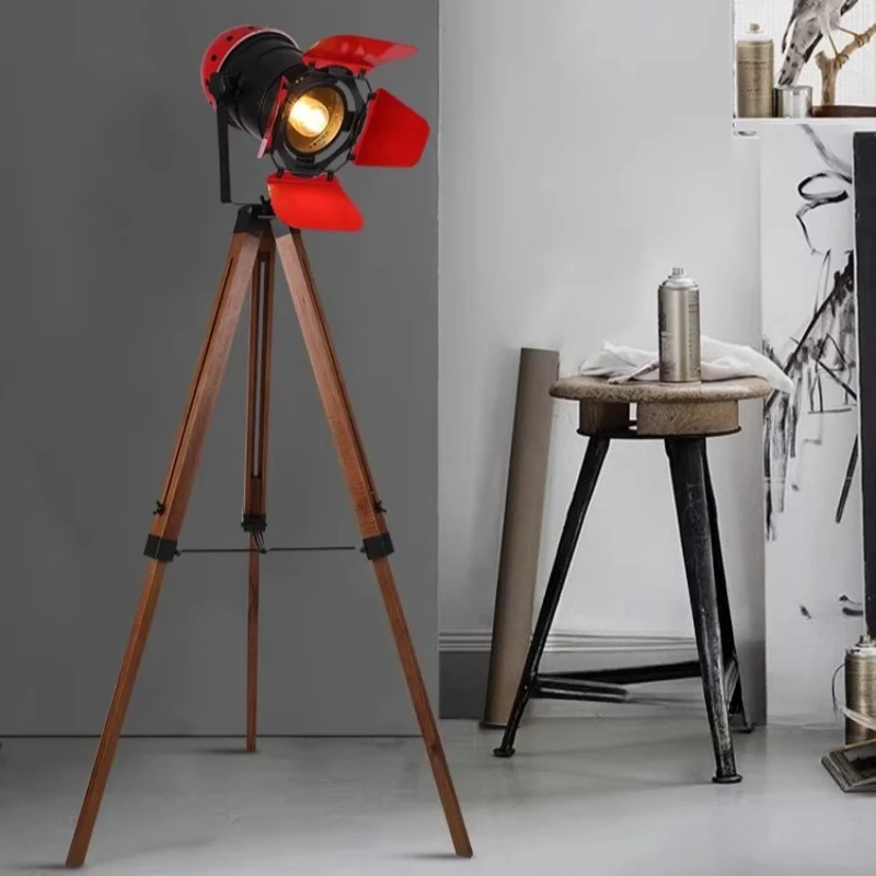 Iron LED Floor Lamp Industrial Retro Floor Lamps Living Room Bedroom Study Lighting Light Remote Control Electroplating Lights