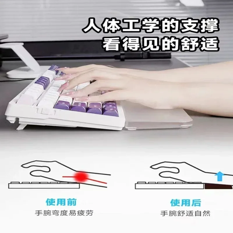 Mechanical Keyboard Hand Rest Custom Transparent Frosted Stone Pattern Acrylic Wrist Rest Ergonomics 60%75%80% Palm Design Gift