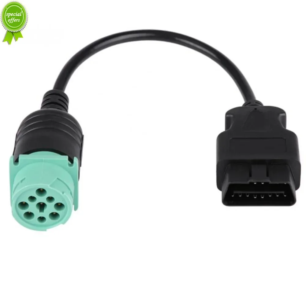 

9 Pin To 16 Pin OBD2 Truck Diagnostic Scanner Cable Adapter Connector For Cummins Diesel Engine Diagnostic Tools Cable Adapter