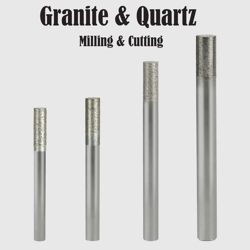 12-16mm Flat-End Sintering Diamond Router Cutter Stone Milling Bit Granite Cutting Tools for CNC Engraver 3pcs Straight Endmill
