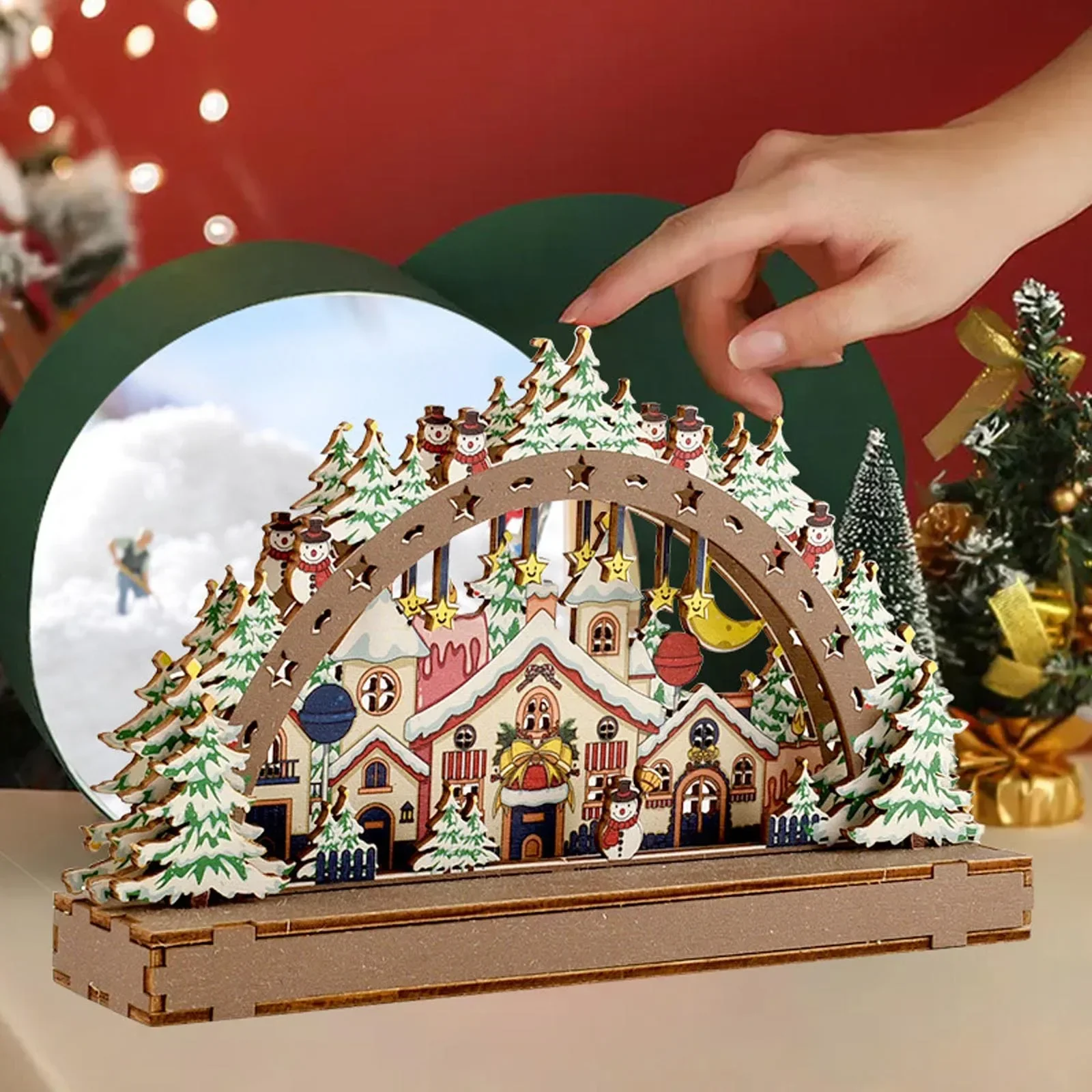 Wooden Christmas Ornament, Merry Christmas, Christmas Village Desktop Decorations for Home, 2026 Christmas Decoration