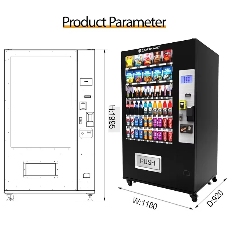 Snackautomat Cold Drink Vending Machine Refrigerated with 220V EU CE Vending Machine Touchscreen Fur Buro Fitness