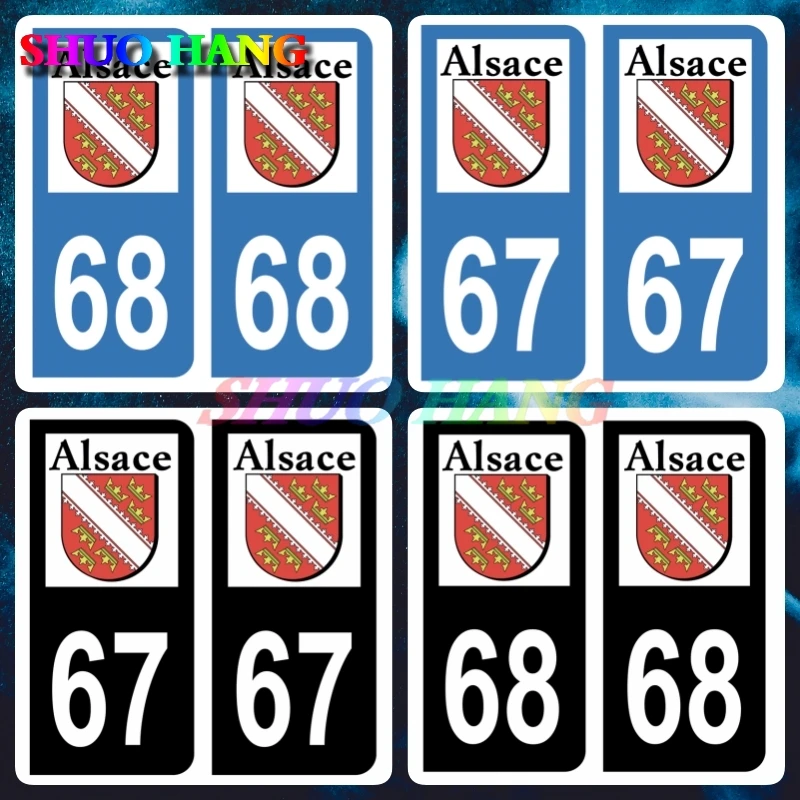 

Car License Plate Sticker Car DEP 68 Logo Alsace 67 Alsace Region Black C Vinyl Car Accessories License Plate Decal