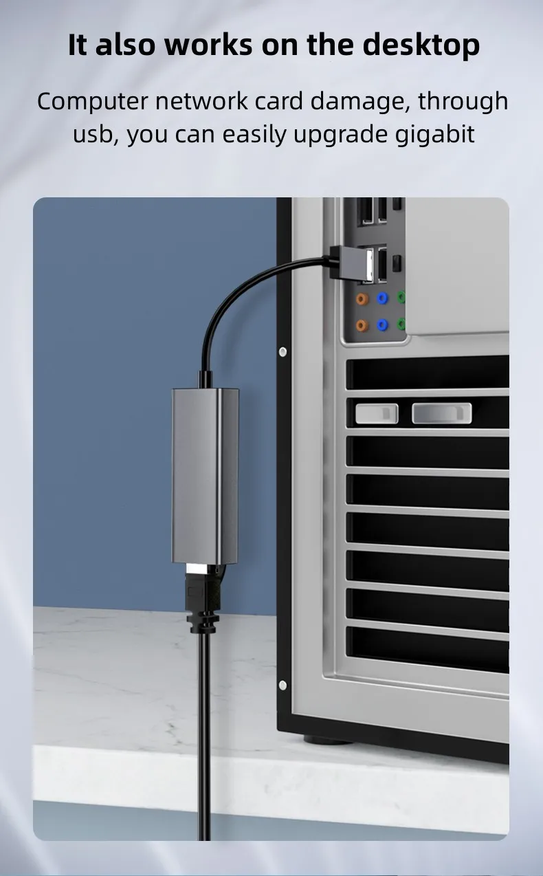 Scheda di rete USB 3.0 1000Mbs ad alta velocità Scheda di rete Megabit Micro USB 1000Mbps con guscio in metallo argentato per PC portatile TV