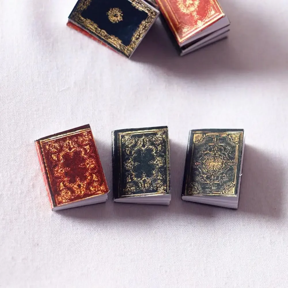 

1:12 Scale Mini Books Miniatures European Classical Mini Flip Books Notebook Pretend Play Furniture Dollhouse Scene model Decor