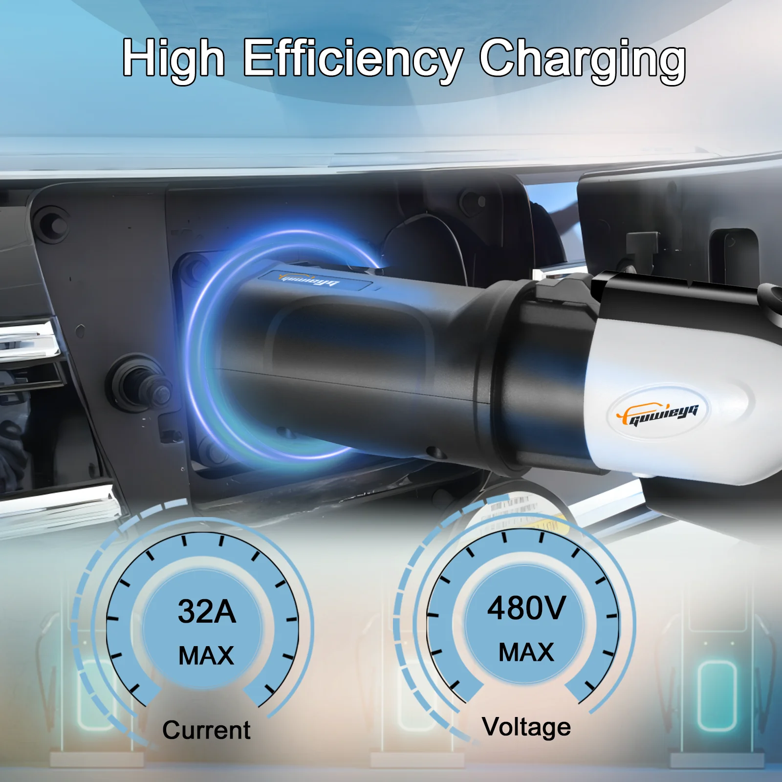 GUWIEYG EV Charger Adapter Type2 to GBT Adapter IEC62196 to GBT Adapter 32A 3Phase 22KW /32A 1Phase 7.2KW