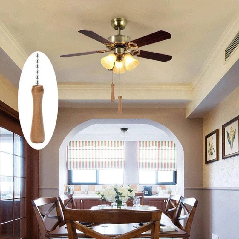 Wooden Pillars Walnut Pendant 11 Inch Antique Lighting Fans Brass Pull Chain Ceiling Fans Ventilation High Quality Tools