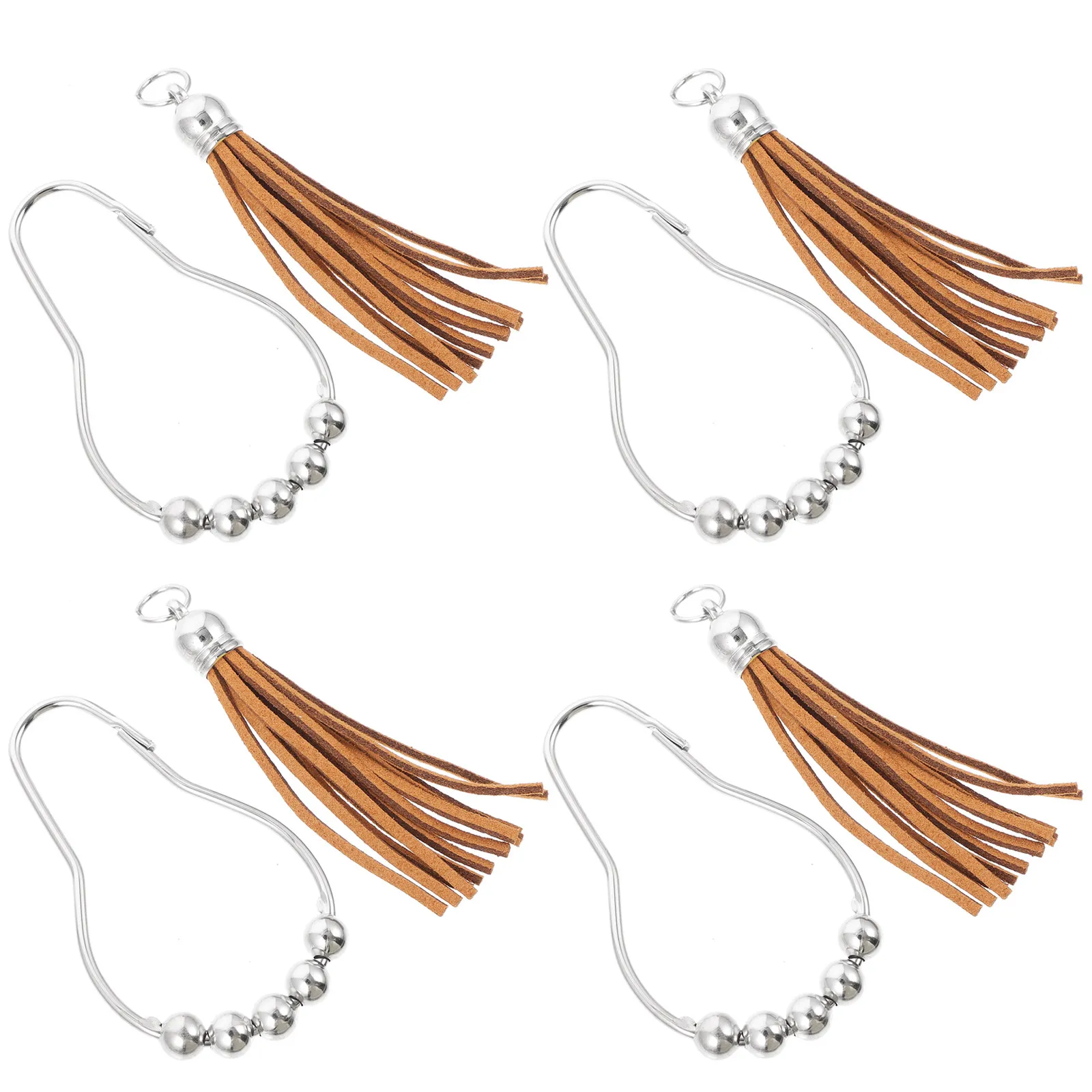 12Pcs Premium Tassel Bead Shower Curtain Hooks Bathroom Curtain Hangers Decorative Hanging Hooks Space Saving Elegant Modern