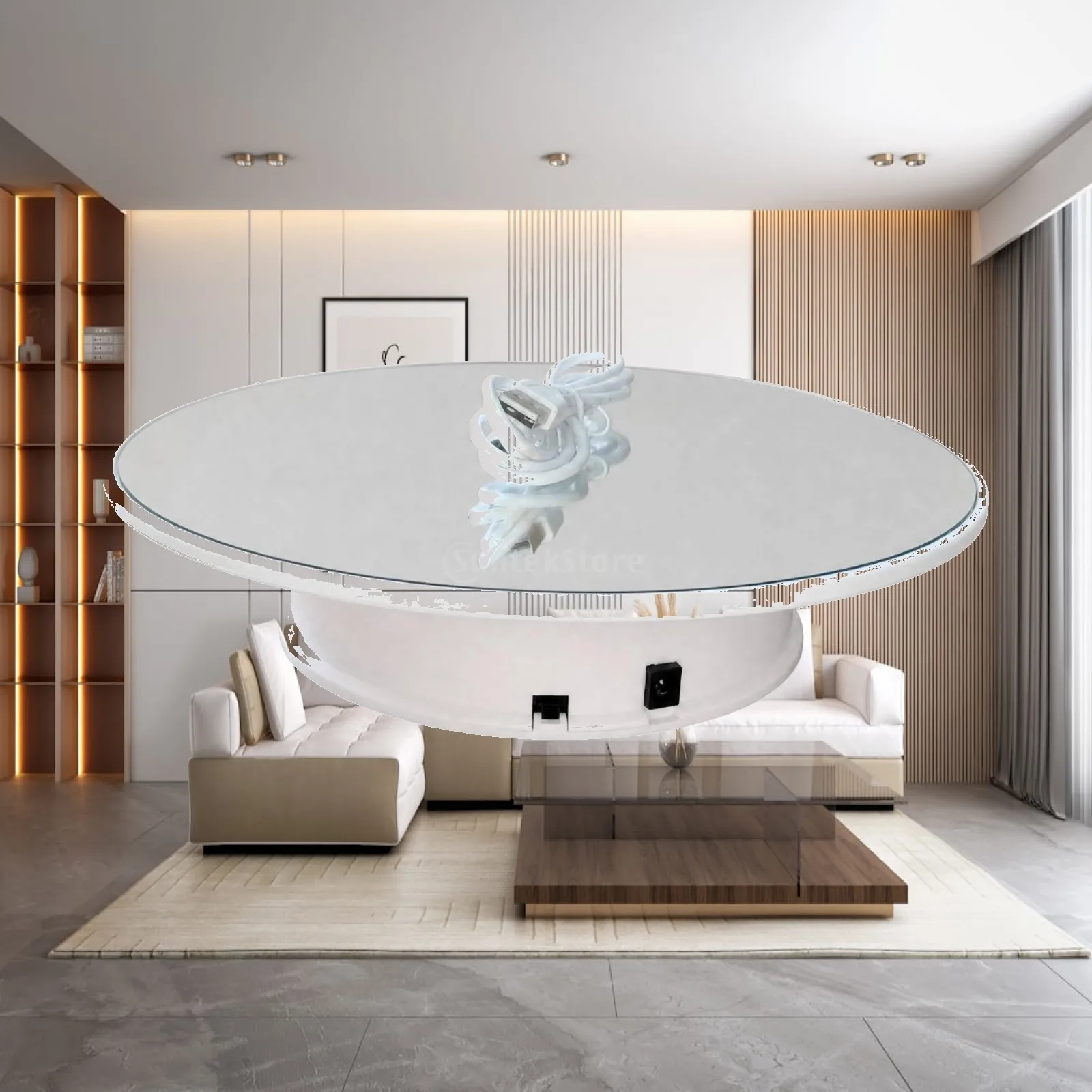 Cordless USB Powered Rotating Display Turntable for Retail Counter Visual Merchandising