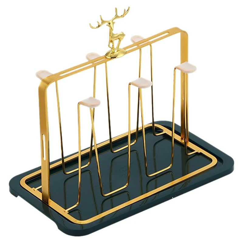 ABZV-Designs Functional Drainage Drainer Stand,Glass Cup Holder Dining Room Organization Gold