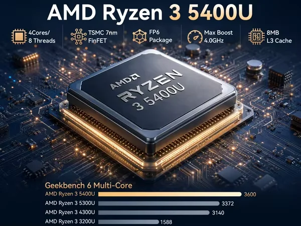 GMKtec M5S AMD R3 5400U Mini PC 4-core 8-thread Portable Computer 16GB DDR5 512GB SSD Computer PC Gaming Desktop PC