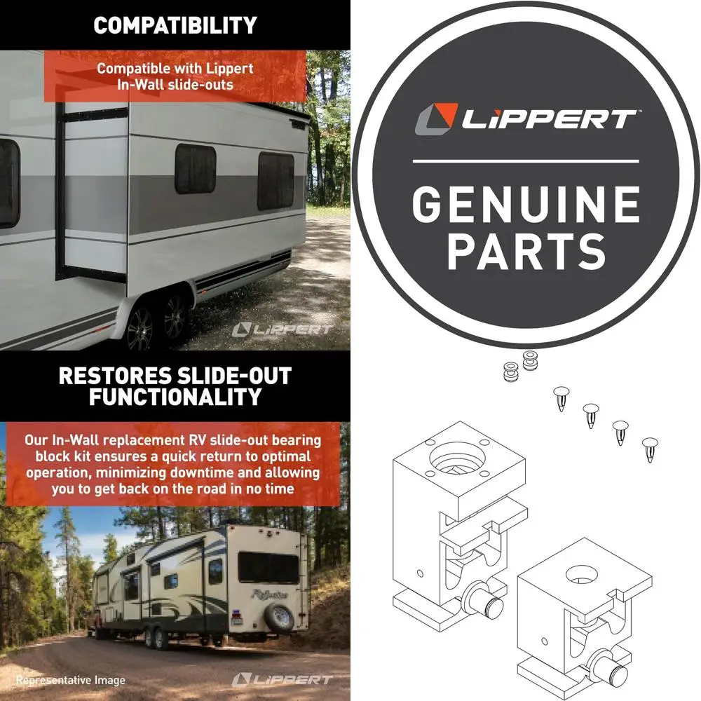 

Lippert Replacement Standard Bearing Block Kit for in-Wall Slide-Outs, Includes Upper and Lower Blocks, Exact-Match Component, R