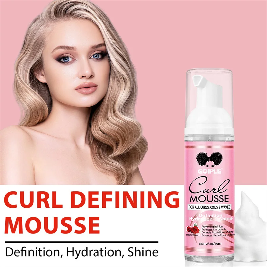 GOIPLE Curl Defining Mousse Moisturizing Shine Curl Foam Mousse Controls Frizz Anti-Hair Loss Product for All Curls,Coils & Wave