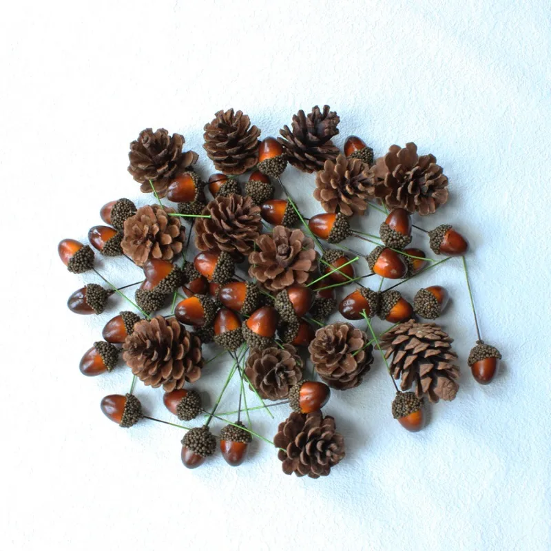 

Simulated Small Acorn Pine Cone with Wire Acorn DIY Natural Pine Cone Christmas Tree Decoration